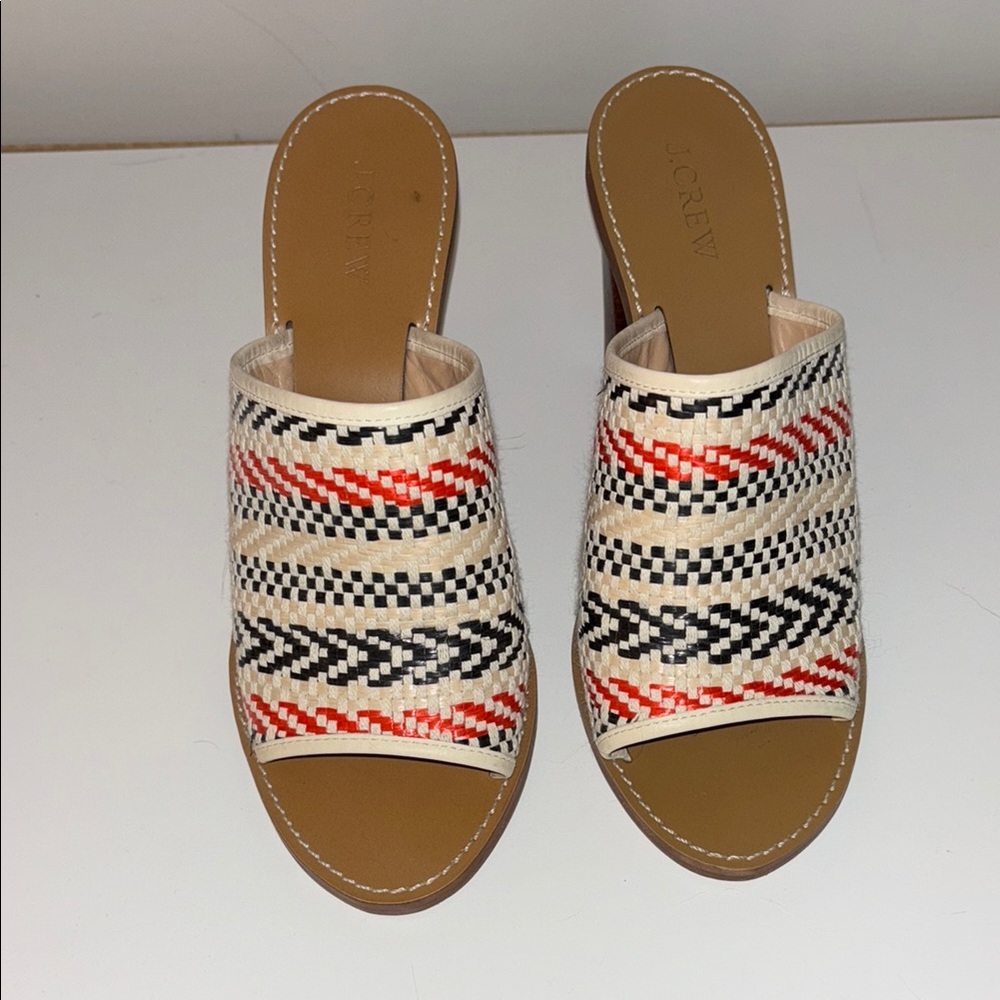 J. Crew Cream and Black Mules with Elegant Open-Toe Style